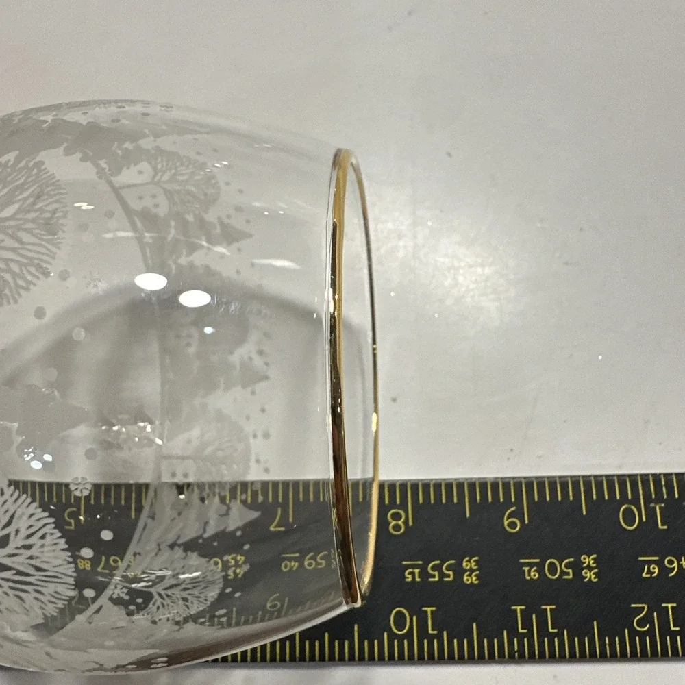 Christmas‎ Etched Crystal Glass Wine Water Stemware Gold Rimmed Glasses-Set of 2